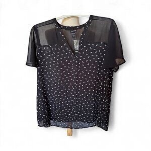 NWT Women's Torrid Plus Chiffon Flutter Sleeve Blouse Top Black, Size 1